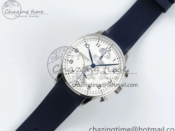 MIROTIME 0211 Casual Portuguese Chrono IW3716 Z+F 1:1 Best Edition White Dial on Blue Rubber Strap A 7016